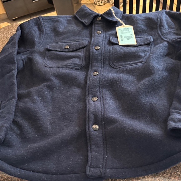 Faherty Men's Dark Blue Range Fleece Lined Shirt Jacket-L - Picture 5 of 13